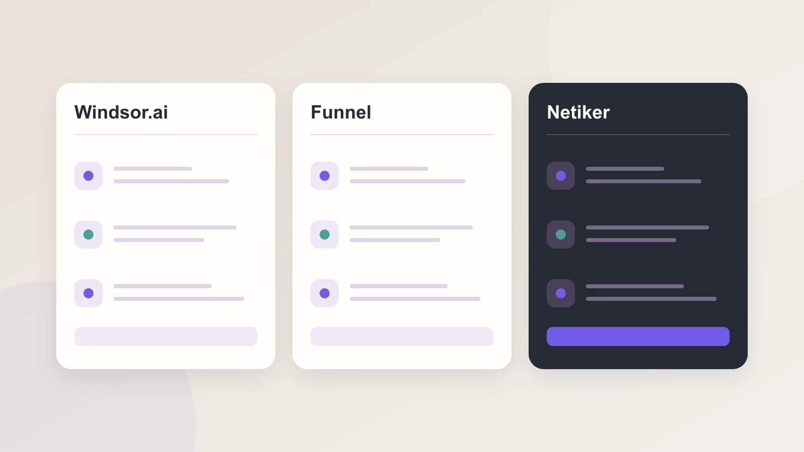 Illustrative comparison of three reporting workflows using sources, transformations and destinations.